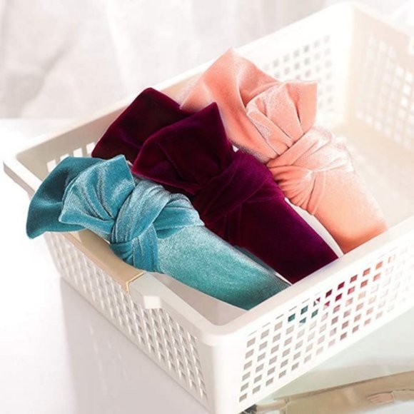 Velvet Padded Bow Headband - Aqua Blue - Picture 2 of 3